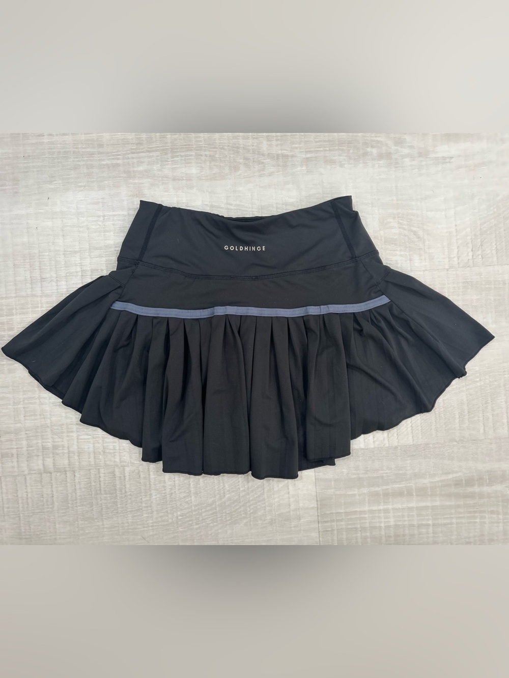 Goldhinge Black Pleated Skater Tennis Mini Skirt with built in shorts SZ Small